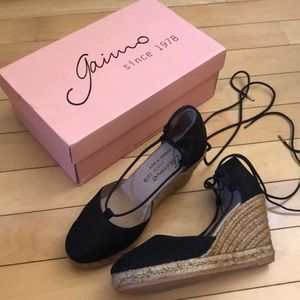 BRAND NEW Gaimo Black Lace-Up Espadrille Wedge